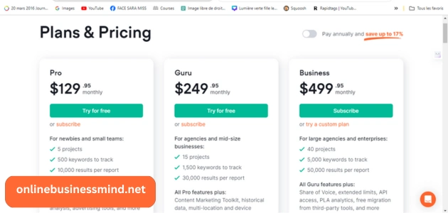 اسعار وخطط أداة SEMrush