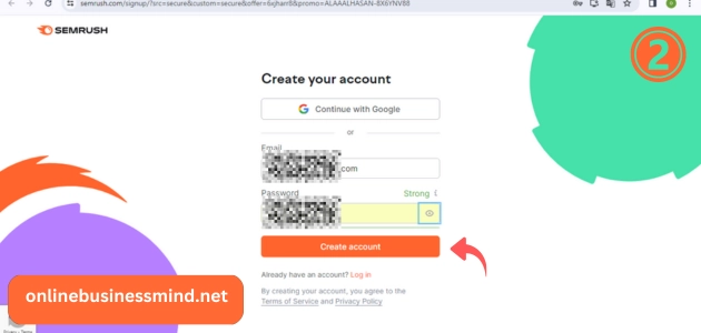 انشاء حساب semrush 2