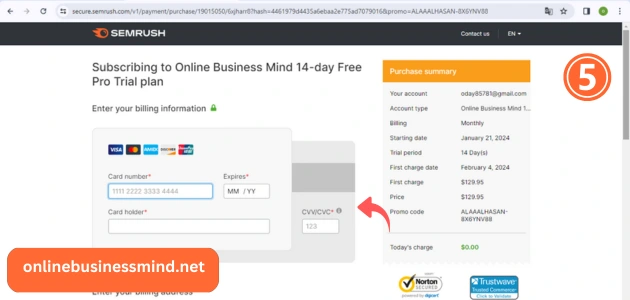 انشاء حساب semrush 5